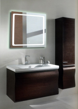 Квадратное зеркало с подсветкой в ванной Катро 40x40 см